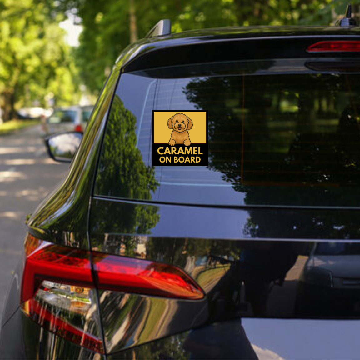 Personalised Pet Car Magnet and Sticker — Custom 'Pet on Board' Sign | Poodle